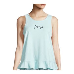 NWT Kate Spade Something Borrowed Pajama Top SMALL Blue MRS Bridal Ruffle Sleep